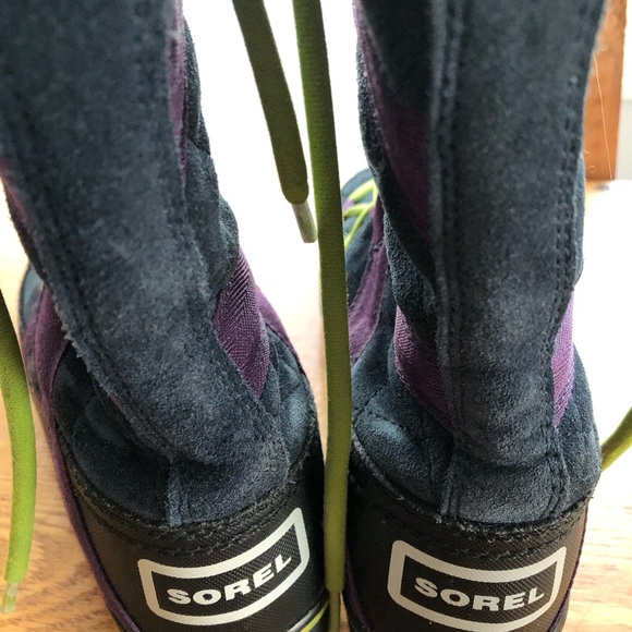 Sorel Glacy Explorer Women’s Tall Boot Purple, Navy, & Lime Green 7 waterproof - Picture 7 of 14